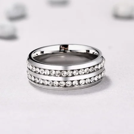 Diamantweiß Rundschliff Titan Steel Herrenring