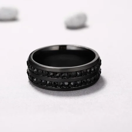 Runder Herrenring aus schwarzem Titanstahl