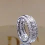 Prinzessschliff Diamantweiß Ringband aus 925er Sterlingsilber