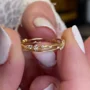 Rundschliff Diamantweiß 925er Sterlingsilber Gelbgold Minimalistisch Stapelfähig Ringband