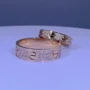 Rundschliff Diamantweiß Roségold Partnerringe aus 925er Sterlingsilber