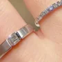 Paar-Ringe aus weißem Sterlingsilber mit Princess-Schliff-Diamant