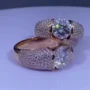 Paar-Ringe aus rosévergoldetem Sterlingsilber mit Brillantschliff-Diamant