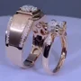 Paar-Ringe aus rosévergoldetem Sterlingsilber mit Brillantschliff-Diamant