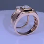 Paar-Ringe aus rosévergoldetem Sterlingsilber mit Brillantschliff-Diamant