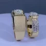 Paar-Ringe aus gelbvergoldetem Sterlingsilber mit Brillantschliff-Diamant