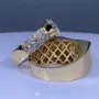 Paar-Ringe aus gelbvergoldetem Sterlingsilber mit Brillantschliff-Diamant