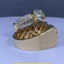 Paar-Ringe aus gelbvergoldetem Sterlingsilber mit Brillantschliff-Diamant