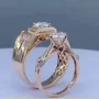 Paar-Ringe aus rosévergoldetem Sterlingsilber mit Brillantschliff-Diamant