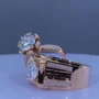 Paar-Ringe aus rosévergoldetem Sterlingsilber mit Brillantschliff-Diamant