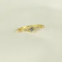 Diamantweiß Rundschliff Gelbgold Stacking Minimalistisch Ring aus 925er Sterlingsilber