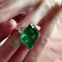 Smaragdschliff Smaragdgrün 3-Steine Gelbgold Verlobungsring aus 925er Sterlingsilber