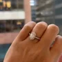 Smaragdschliff Diamantweiß Halo 925er Sterlingsilber Verlobungsring