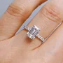 Smaragdschliff Diamantweiß 925er Sterlingsilber Klassisch Verlobungsring
