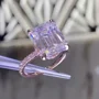 Smaragdschliff Diamantweiß Verstecktes Halo 925er Sterlingsilber Roségold Verlobungsring