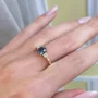 Rundschliff Saphirblau 3-Steine 925er Sterlingsilber Gelbgold Verlobungsring