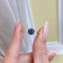 Rundschliff Saphirblau 3-Steine 925er Sterlingsilber Gelbgold Verlobungsring