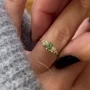 Rundschliff Peridotgrün 925er Sterlingsilber Gelbgold Klassisch Verlobungsring