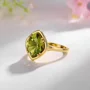 Geo-Schliff Peridotgrün 925er Sterlingsilber Gelbgold Solitär-Verlobungsring