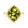 Geo-Schliff Peridotgrün 925er Sterlingsilber Gelbgold Solitär-Verlobungsring