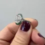 Smaragd Diamantweiß 925er Sterlingsilber Halo 3-Steine Verlobungsring