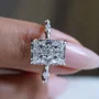Radiantschliff Diamantweiß 925er Sterlingsilber Klassisch Verlobungsring