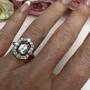 Smaragdschliff Aquamarine 925er Sterlingsilber Halo Verlobungsring