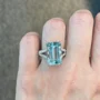 Smaragdschliff Aquamarine 925er Sterlingsilber Klassisch Verlobungsring