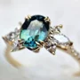 Ovalschnitt Emerald 925er Sterlingsilber Gelbgold Verlobungsring