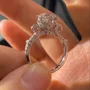 Rundschliff Diamantweiß 925er Sterlingsilber Art-Déco Verlobungsring