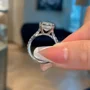 Smaragdschliff Diamantweiß 925er Sterlingsilber Halo Verlobungsring