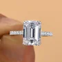 Smaragdschliff Diamantweiß 925er Sterlingsilber Halo Verlobungsring
