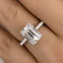 Smaragdschliff Diamantweiß 925er Sterlingsilber Halo Verlobungsring