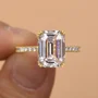 Smaragdschliff Diamantweiß 925er Sterlingsilber Halo Verlobungsring