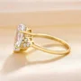 Tropfenschliff Diamantweiß 925er Sterlingsilber Gelbgold 3-Steine Verlobungsring