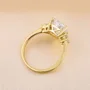 Tropfenschliff Diamantweiß 925er Sterlingsilber Gelbgold 3-Steine Verlobungsring
