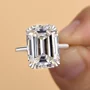 Smaragdschliff Diamantweiß 925er Sterlingsilber Solitär-Verlobungsring
