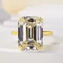 Smaragdschliff Diamantweiß 925er Sterlingsilber Solitär-Verlobungsring