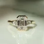 Smaragdschliff Diamantweiß 925er Sterlingsilber Gelbgold 3-Steine Verlobungsring