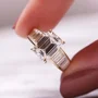 Smaragdschliff Diamantweiß 925er Sterlingsilber Gelbgold Verlobungsring