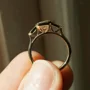 Smaragdschliff Diamantweiß 925er Sterlingsilber Gelbgold 3-Steine Verlobungsring