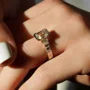 Smaragdschliff Diamantweiß 925er Sterlingsilber Gelbgold 3-Steine Verlobungsring