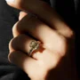 Smaragdschliff Diamantweiß 925er Sterlingsilber Gelbgold 3-Steine Verlobungsring