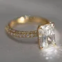 Radiantschliff Diamantweiß 925er Sterlingsilber Gelbgold Verlobungsring