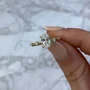 Ovalschnitt Diamantweiß 925er Sterlingsilber Gelbgold Klassisch Verlobungsring