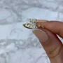 Ovalschnitt Diamantweiß 925er Sterlingsilber Gelbgold Klassisch Verlobungsring