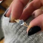 Rundschliff Aquamarinblau 925er Sterlingsilber Gelbgold Verlobungsring