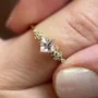 Prinzessschliff Diamantweiß 925er Sterlingsilber Gelbgold Verlobungsring