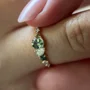 Ovalschnitt Peridotgrün 925er Sterlingsilber Gelbgold Verlobungsring