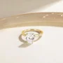 Ovalschnitt Diamantweiß 925er Sterlingsilber Solitär-Verlobungsring